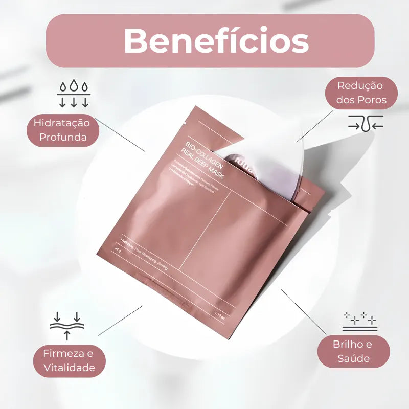 Máscara Facial de Biocolágeno - Hidratação e Clareamento Profundo