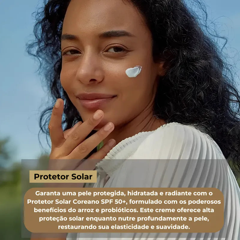 Protetor Solar Coreano (SPF 50+) com Hidratante de Arroz e Probióticos